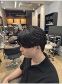 メンズ曲がる縮毛矯正×センターパート