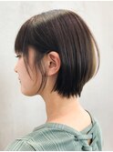 ショートボブ_オリーブカラーハイライトカラー_ba307082