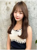 韓国風前髪/シルキーベージュ/グレージュカラー/斜めバング