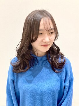 ヘアーライズ 池袋東口店(hair RISE) ピンクブラウン韓国風巻き髪シースルーバング+サイドバング