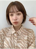 ぱっつん前髪の切りっぱなしボブヘア【銀座】