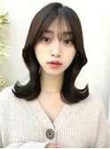 20代30代40代◎前髪パーマ韓国風巻きくすみベージュお団子ヘア