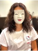 【coma中野】似合わせカットハードウェーブロングマロンベージュ