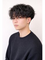 フラグス(FLAGS)&nbsp;メンズカット×ツイストスパイラルパーマ×マッシュ
