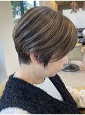 156. ハイライトショート/白髪ぼかし/デザインカラー