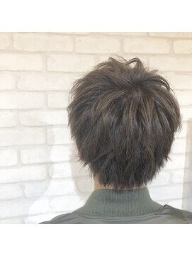 ブルー(BLUE) ショート×グレージュ