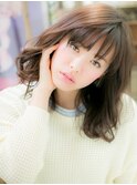 くせ毛風カールシースルーバング小顔セミディa志木20代30代40代