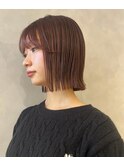 切りっぱなしボブタッセルボブピンクベージュ池袋moeka
