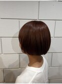 ボブ/オレンジブラウン/暗めカラー