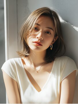 前髪顔まわりカット/外ハネボブ/丸みボブ/ショートボブ