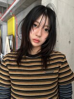 クリーム(CREAM)&nbsp;ストレート質感が可愛い♪黒髪レイヤーウルフ