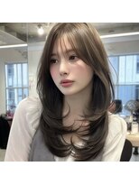 ノイズオオサカ 梅田店(NOISM OSAKA) デザインカラーレイヤーウェットヘアオリーブベージュこなれ