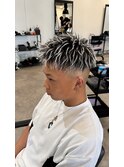 20代30代40代メンズツイストスパイラルパーマホワイトハイライト