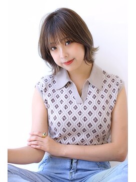 オーロ 緑地公園店(ORO) 20代30代40代50代グレーベージュ前髪パーマロングレイヤー黒髪