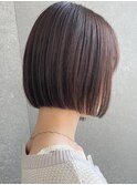 切りっぱなしボブ×ブリーチなしピンクブラウン[仙台]