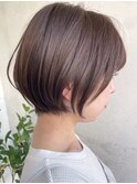 ショートボブ アッシュベージュ ハイライトカラー