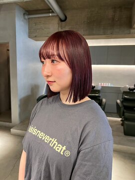 リール(rire) デザインカラーレイヤーカットウェットヘア夏オリーブベージュ