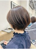 大人可愛い20代30代40代黒髪前下がりショートボブ丸みショート◎