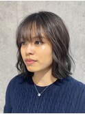 透明感黒髪グレーボブ