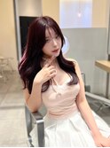 黒髪韓国ヘアくびれ前髪黒髪ボブルフネビージュ小顔ワンレン