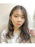ラベンダーアッシュ/ふんわりシースルー/セミロング/10代/20代