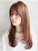 愛されセミディイメチェンレイヤーカットうるツヤ斜めバング