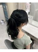 ブルーブラックポニーテール