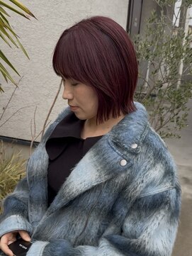 シェルハ(SHELHA) レイヤーボブ/ワインレッド/ブリーチなしカラー/チェリーレッド