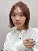 ボブ　ボブレイヤー ナチュラルブラウン 艶カラー 顔まわり