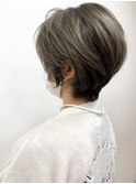 アッシュグレー×バレイヤージュショート