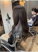 ダブルブリーチ・ライラックインナーカラー・ロングウェーブ
