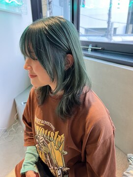 ロカリタ キョウト 河原町三条店(ROCAReTA kyoto) ブリーチ１回：　グリーン×ブラックベージュ