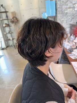 アチーブ ヘア デザイン(achieve hair design) ナチュラルブラウンレディースパーマ30代40代ショートボブ透明感