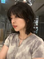 ピークアブー 銀座並木通り(PEEK-A-BOO)&nbsp;お洒落パーマミディアム顔まわりレイヤー暗めカラー