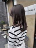 ラベンダーブラウンゆる巻きセミロング