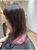 エンドカラー/裾カラーを桜ピンクで。