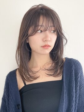 シェル 津山の手店(shel) 大人美人艶カラーベージュ小顔カット透明感レイヤーロング