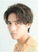仙台センターパートフェザーパーマニュアンスパーマ刈り上げ30代