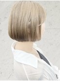 イメチェン/ホワイトブロンド/外ハネボブ/美髪/仙台