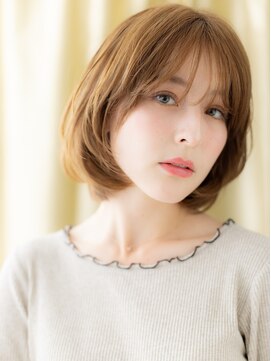 カバーヘア ブリス 上尾西口店(COVER HAIR bliss) オレンジベージュ小顔ミニボブレイヤースタイルY上尾30代40代