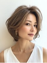 ハーツ 青山表参道店(Heart's)&nbsp;白髪ぼかし脱白髪染め似合わせショートボブ40代50代60代