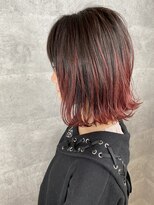 アンダーバーホワイト 天王寺阿倍野店(_WHITE)&nbsp;バレイヤージュ_アプリコット_ピンク_外国人風_切りっぱなしボブ