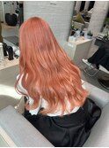 ピンクオレンジベージュハイトーンカラー髪質改善トリートメント