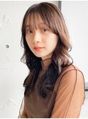 ナチュラルカール美髪サイドバング艶ブラウン大人可愛い艶感