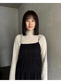 レイヤーロブ×オリーブブラウン×水素トリートメント
