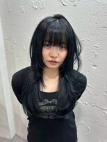 ベレーザ 渋谷(BELEZA)&nbsp;15246黒髪アッシュブラックぱっつん前髪レイヤーロング