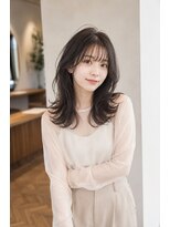 バグズ ヘアデザイン 桔梗が丘店(Baguz HAIR DESIGN) 小顔くびれレイヤー透け感ダークグレージュミディ
