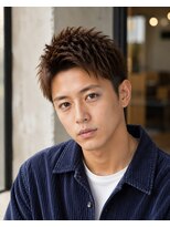 MEN's Baguz MEN'Sカット/ MEN'Sパーマ/ MEN'Sカラー メンズスパイキーショート束感パーマ無造作トレンドヘア