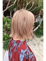 ヌイ 横浜(nui)&nbsp;ピンクベージュ切りっぱなしボブ_ローライトスリークボブ