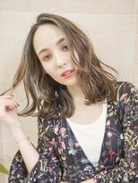 セミロング/ハイライト/ダブルカラー/アッシュベージュ/銀座京橋